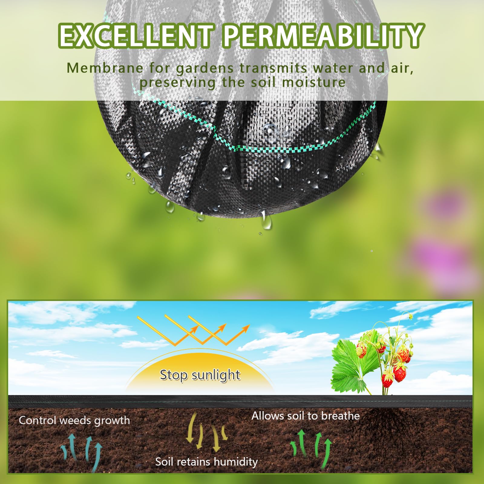 MLZPU Heavy Duty Weed Control Membrane | 2m x 25m Garden Fabric