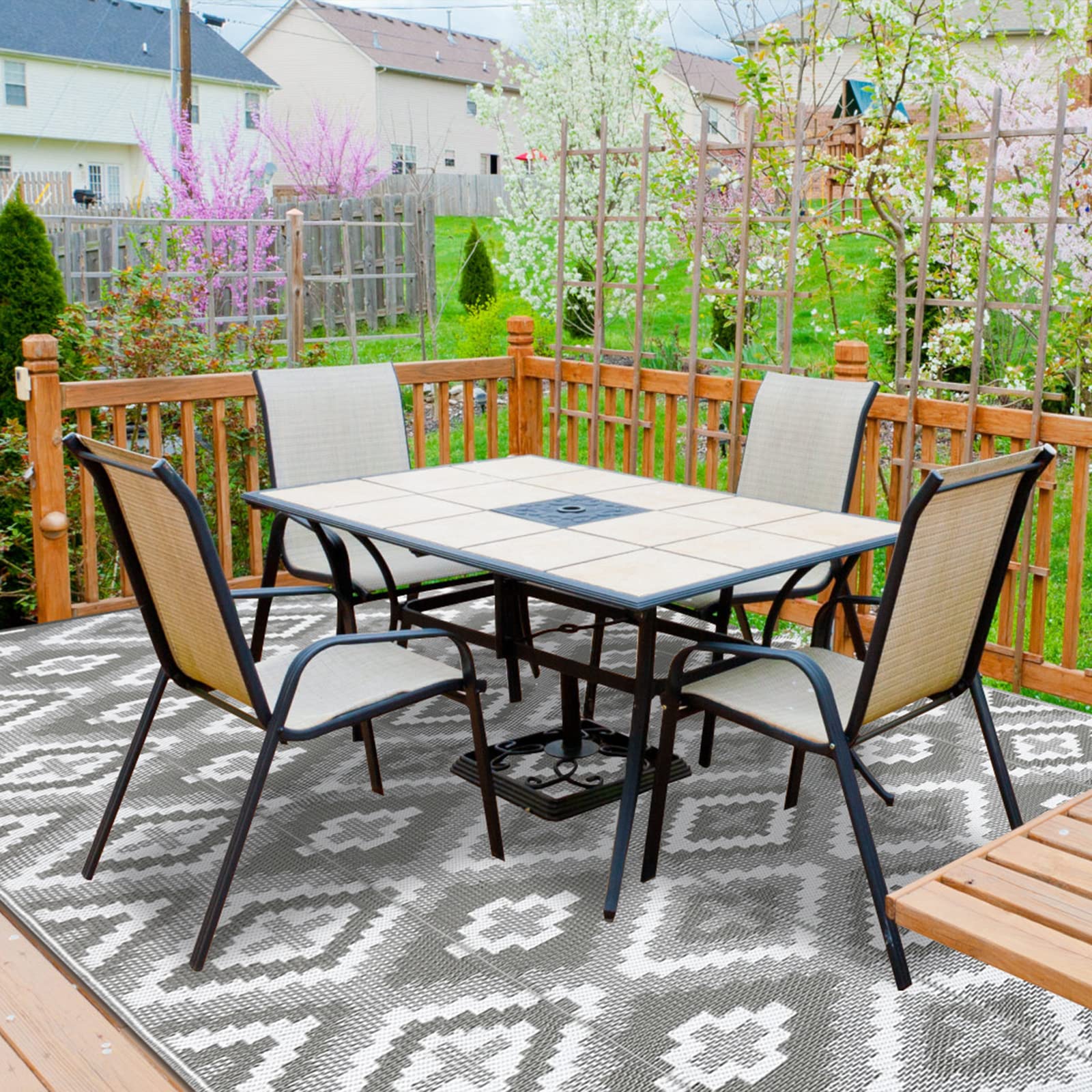 Enyhom Reversible Outdoor Rug | 180x270cm Waterproof Plastic Straw Patio Mat