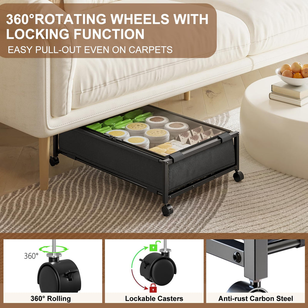 JEPEErbz Under Bed Storage with Wheels and Lid, Rolling Under Bed Drawers for Clothes, Shoes, Blankets, Toys Black - image 5