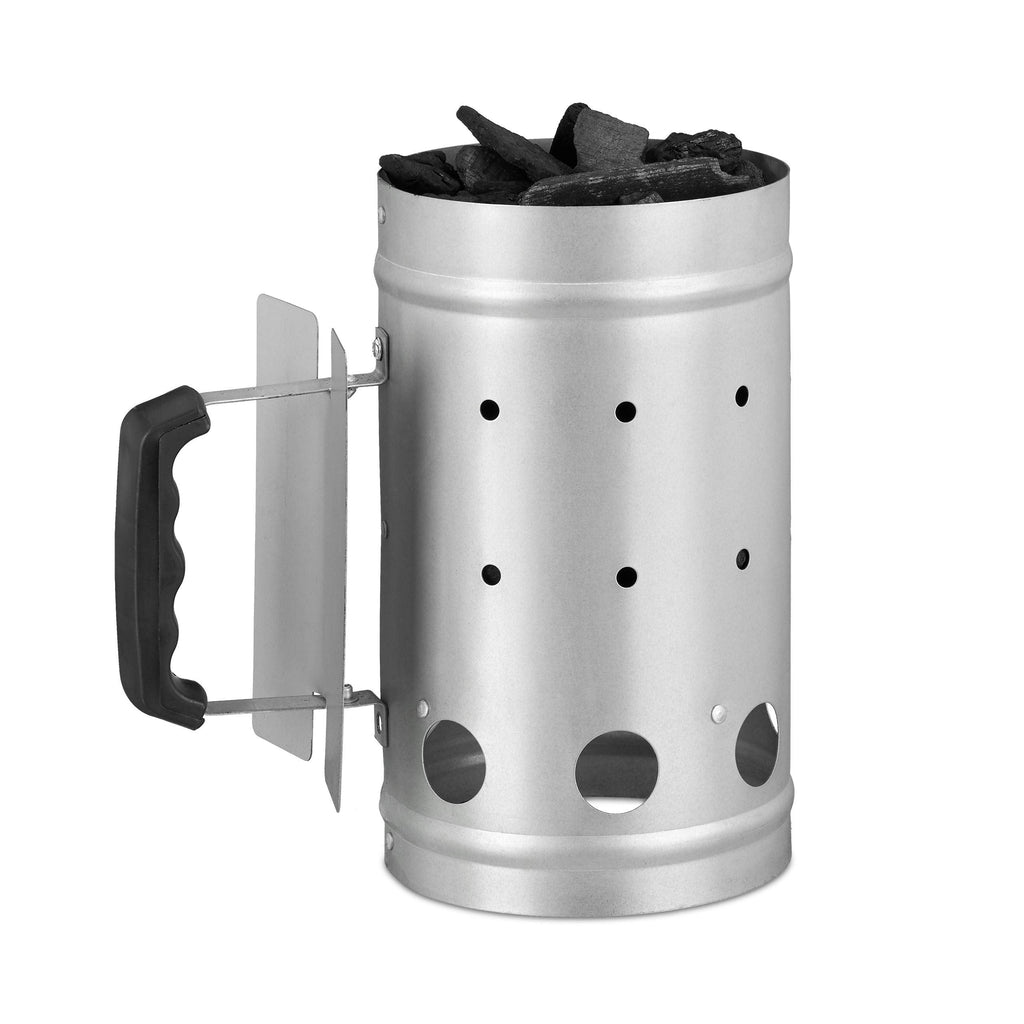 Relaxdays Charcoal Chimney Starter | Galvanized Steel BBQ Grill Lighter