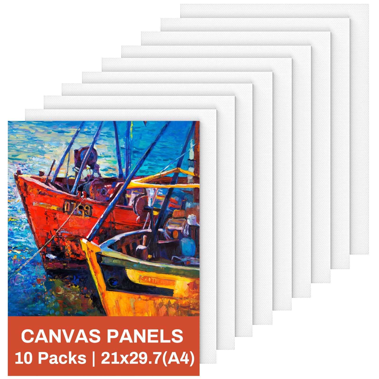 A4 Blank Canvas Boards - 10 Pack Acid-Free Cotton for Painting