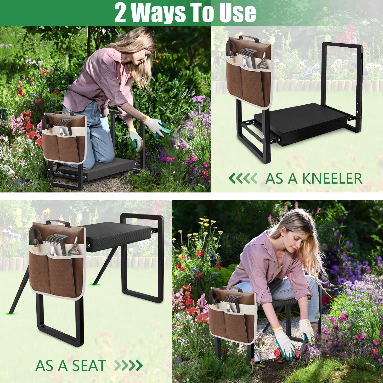 Seasky Foldable Garden Kneeler and Seat | Heavy Duty Anti-Tipping Stool