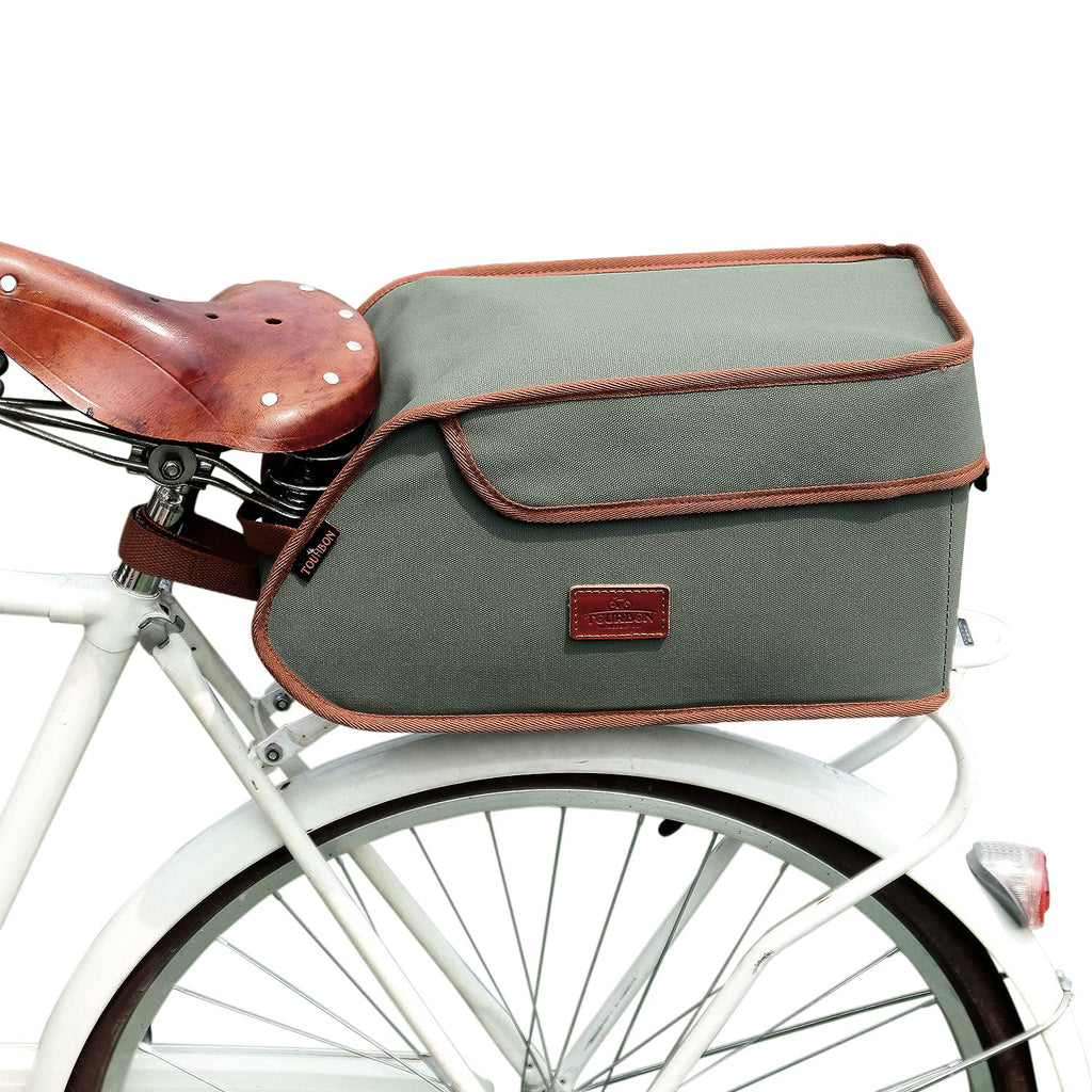 Tourbon Insulated Canvas Bicycle Pannier – Rear Rack Cooler Bag, Green