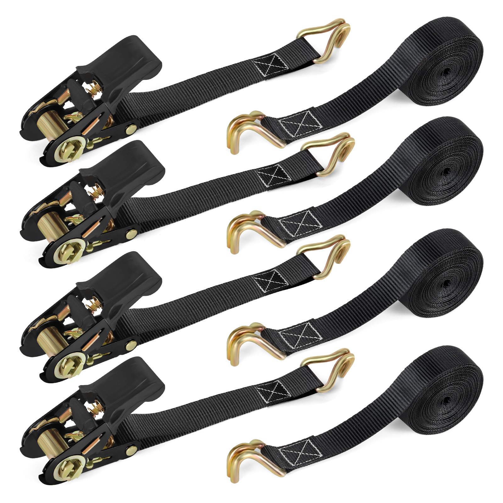 IAZZCO Heavy Duty Ratchet Straps - 4 Pack 6M x 25MM Tie Down Straps