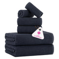 CASA COPENHAGEN 6-Piece Cotton Towel Set – 550 GSM Navy Blue Popcorn