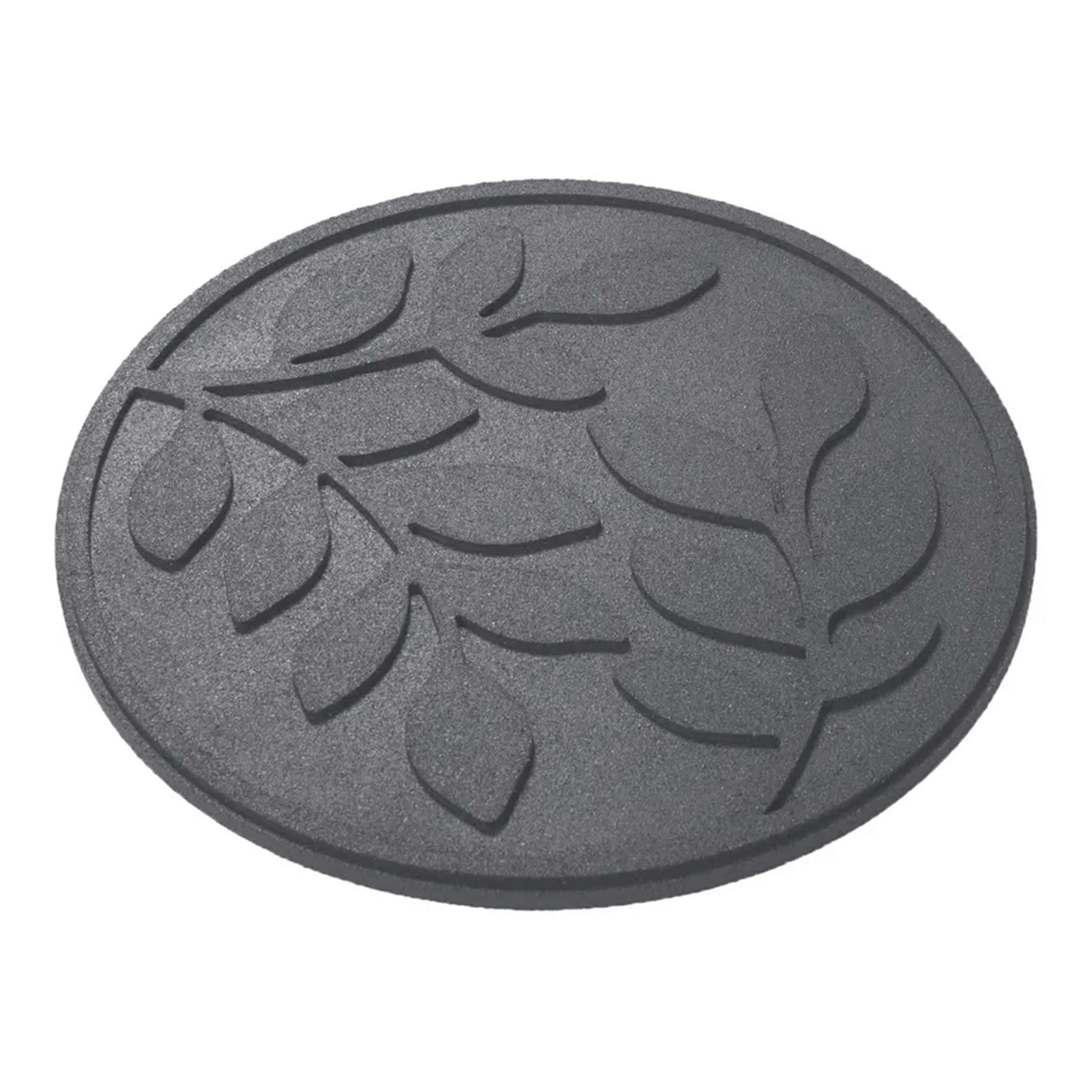 Nicoman Recycled Rubber Garden Stepping Stones - Leaf Design, Grey, 4pk