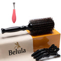 Belula Boar Bristle Round Brush Set | 2.4" Wooden Barrel for Blow Drying