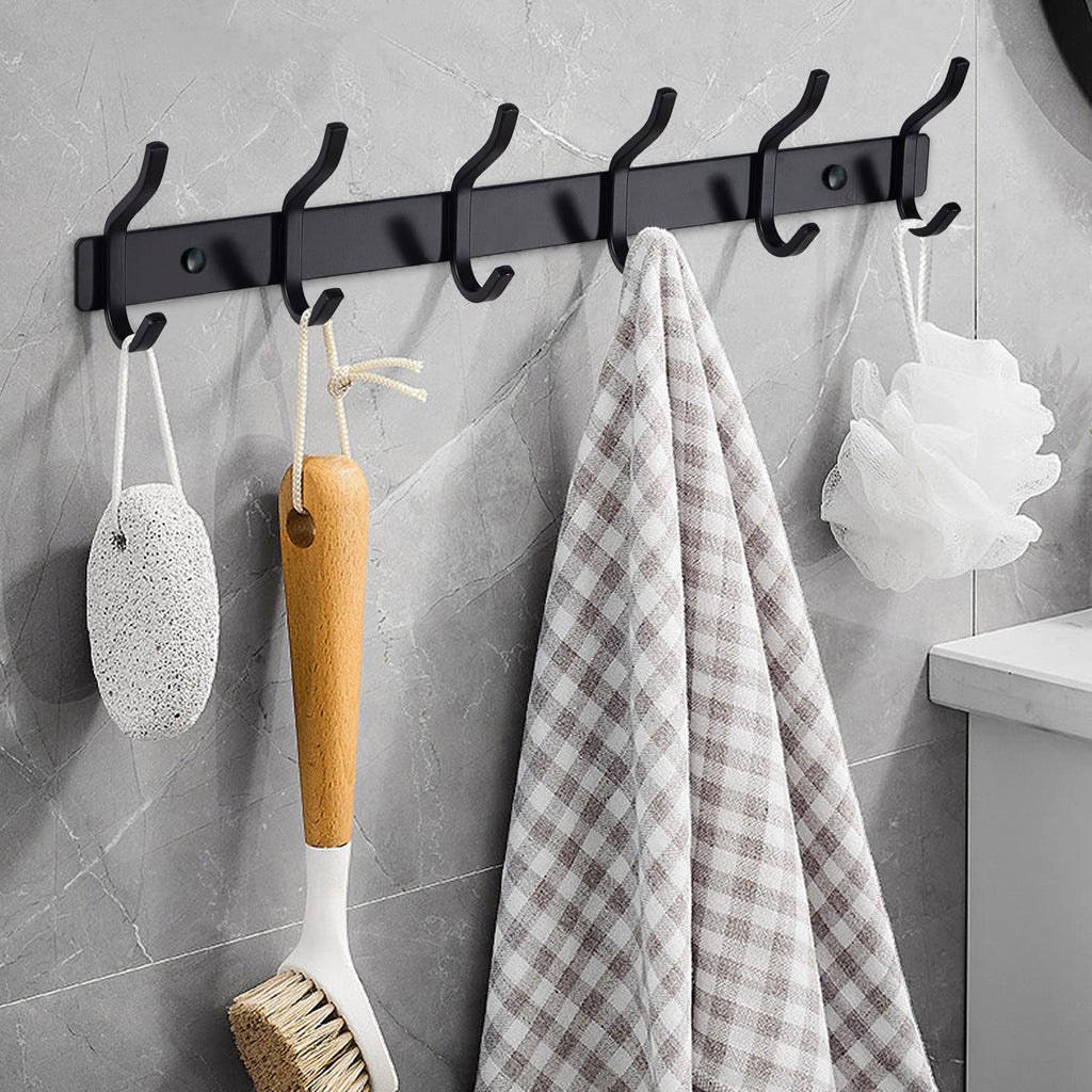 MEIJO Coat Hooks Wall Mounted, Coat Rack Wall Mounted Stainless Steel with 6 Hooks Heavy Duty Coat Hooks for Door, Bedroom, Bathroom, Kitchen - image 2