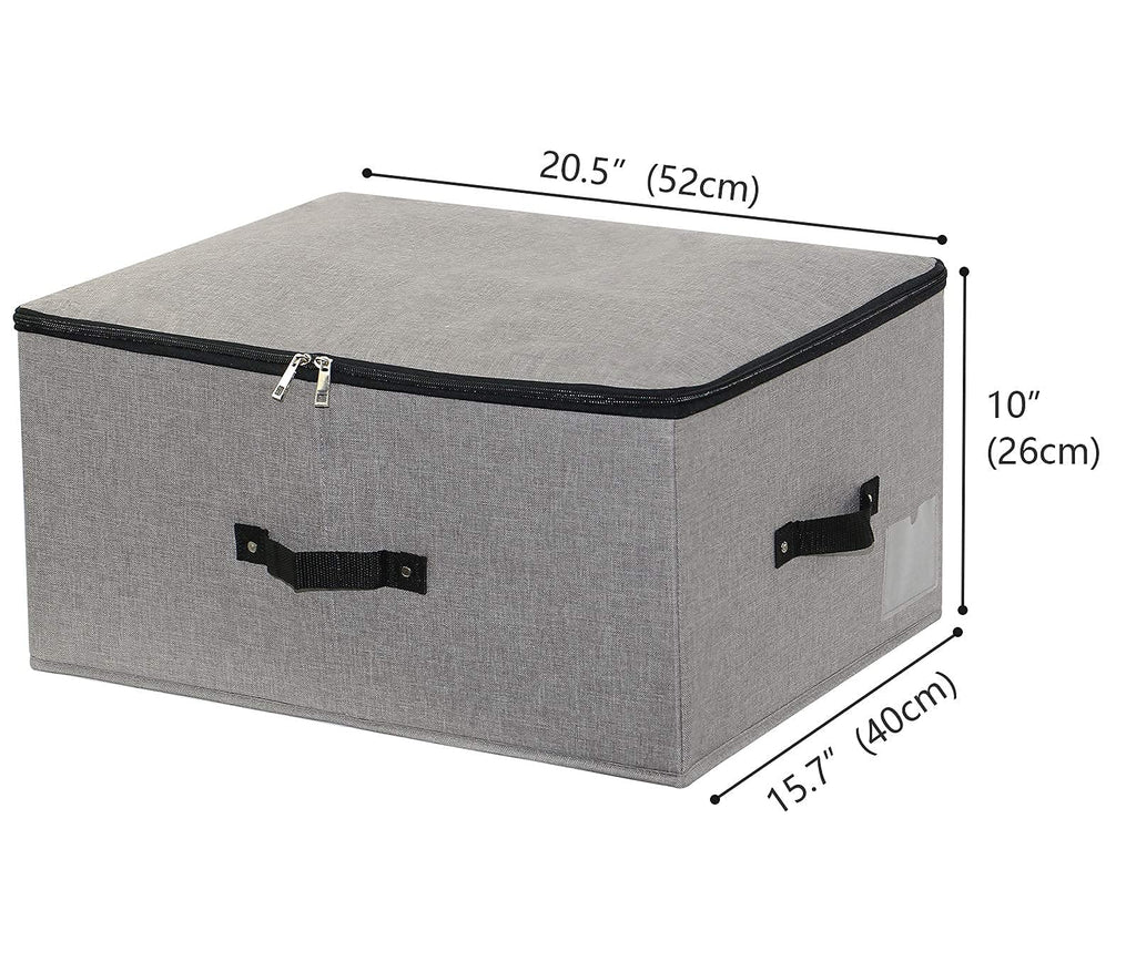 Omygarden Large Storage Bins 52×40×26cm with Zippered Lids, Dark Grey