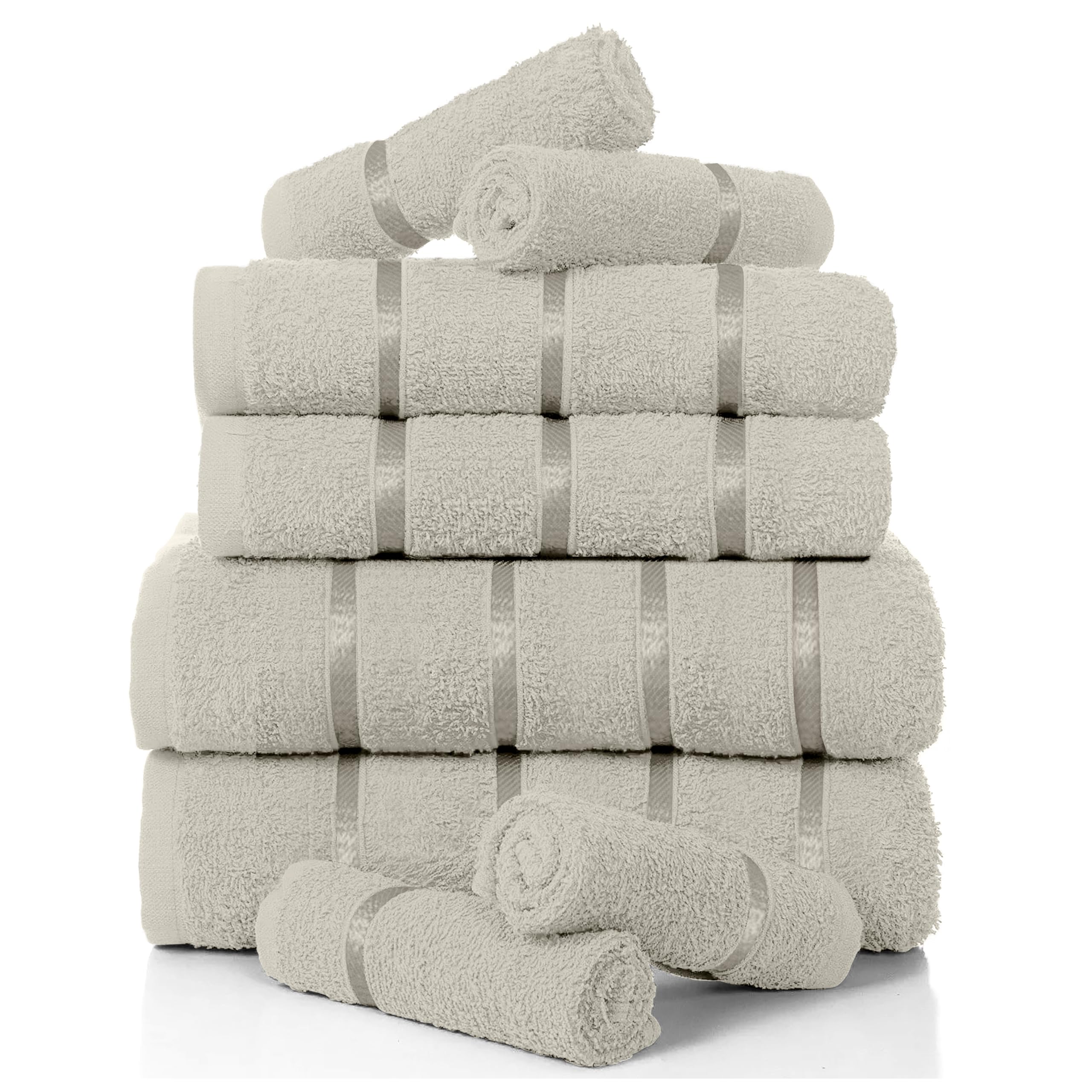 Jolof Store Boston 8-Piece Towel Bale Set - 100% Egyptian Cotton Cream