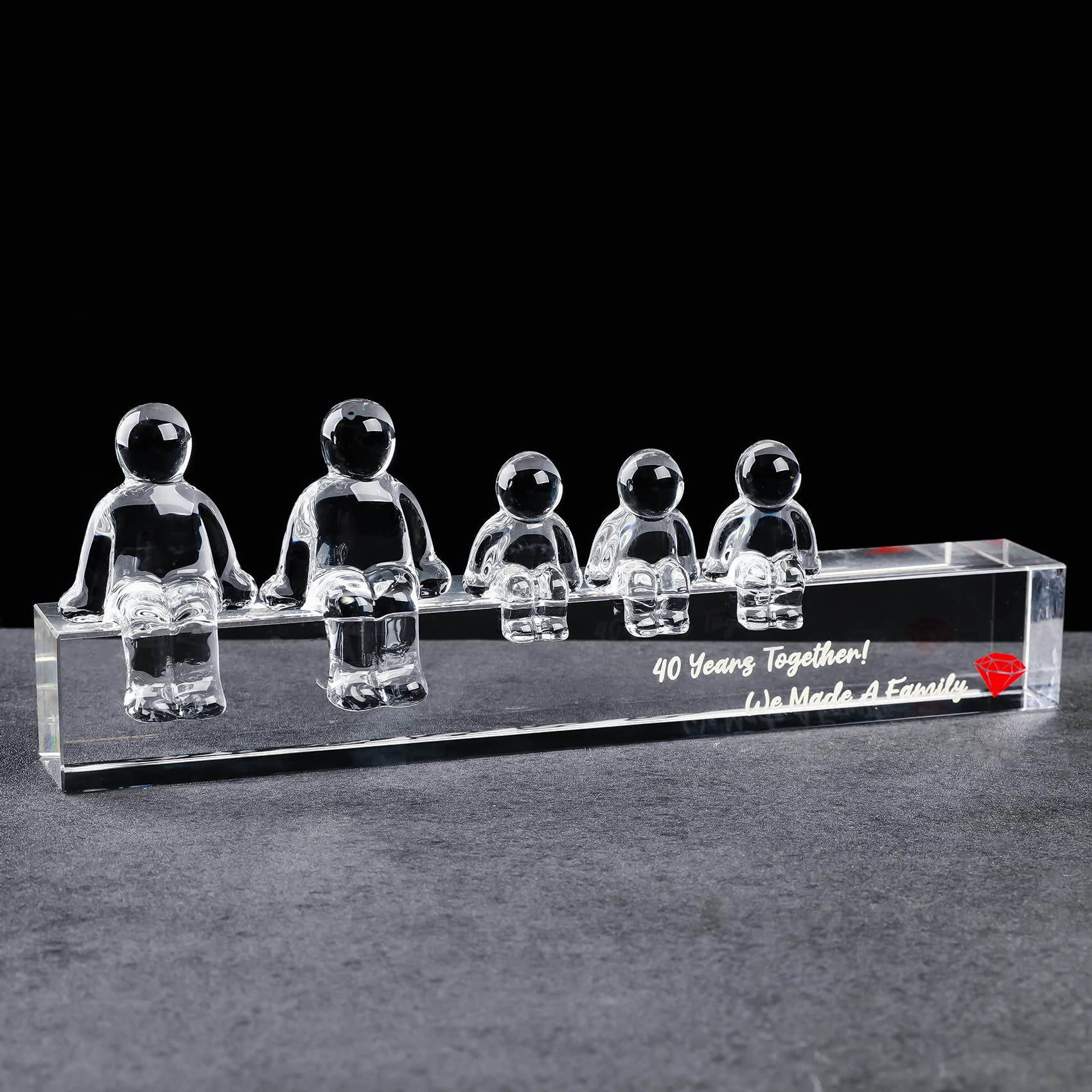 Movdyka 40th Ruby Wedding Anniversary Crystal Family Figurine Gift Set