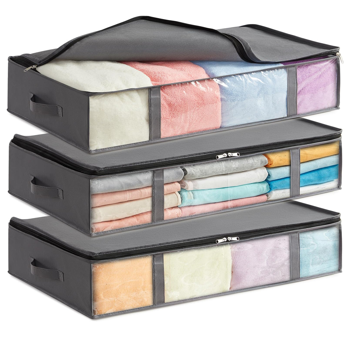 Lifewit 3 Pack Under Bed Storage,65L Clothes Storage Bags with Clear Window - image 1
