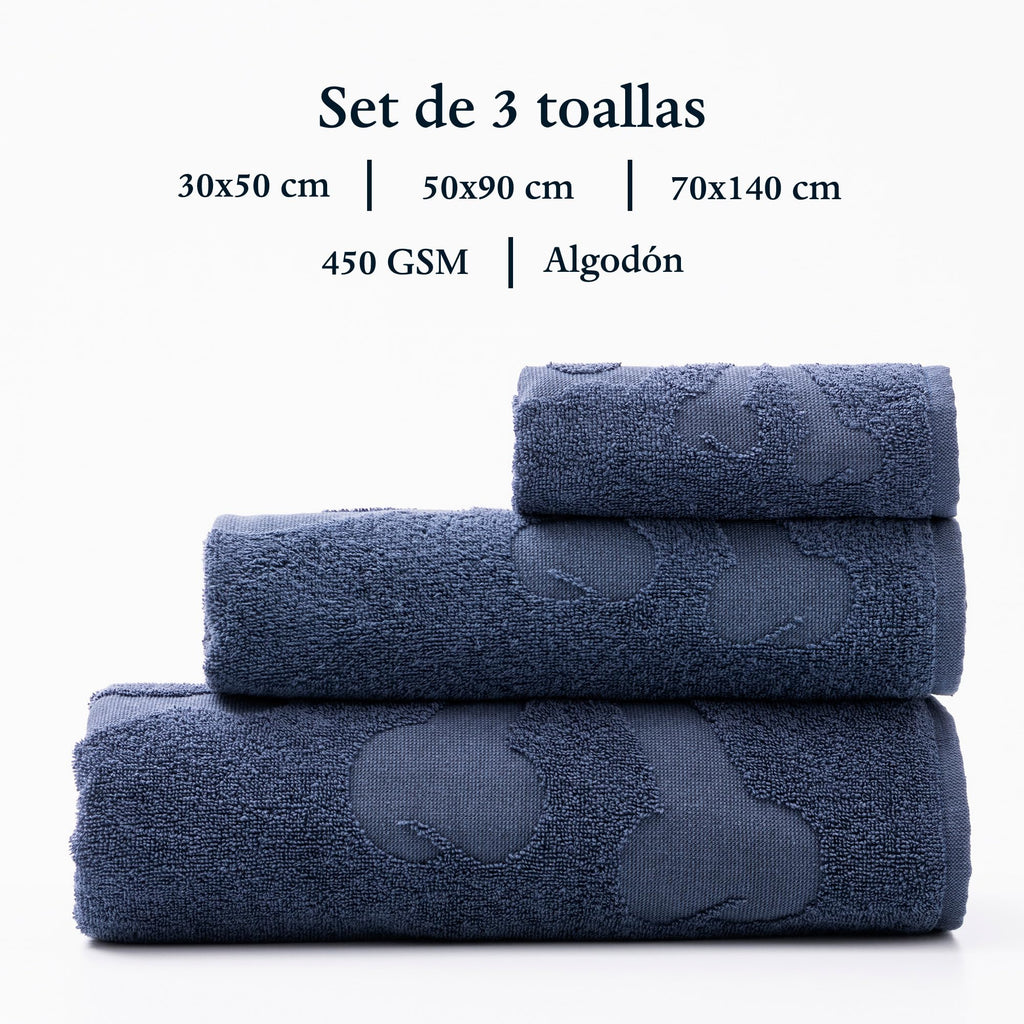 Scalpers Skull Bath Towel Set Vanity 30 x 50 cm + Hands 50 x 90 cm + Bath 70 x 140 cm 100% Cotton Blue Home