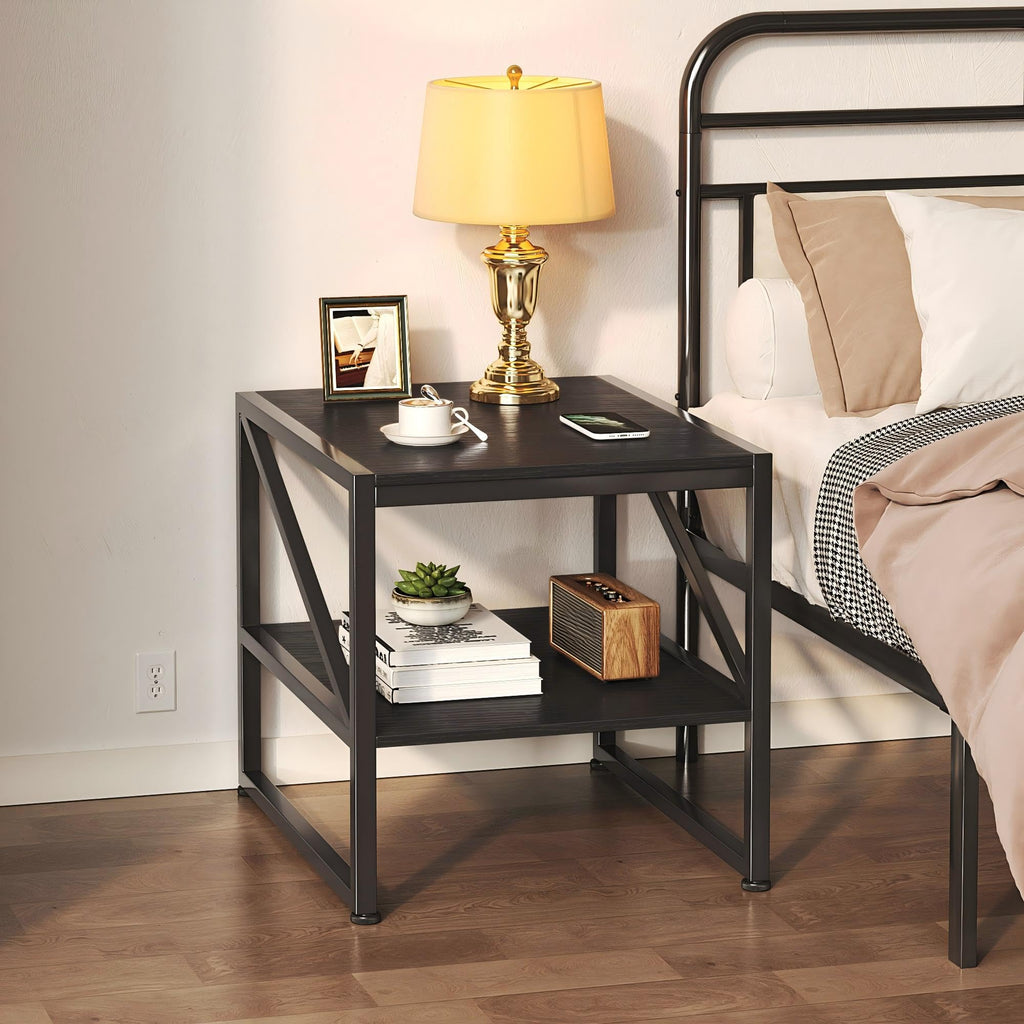 MUTUN 50cm Square End Table, 20 Inch Side Table for Living Room, Bedside Table for Bedroom, Nightstand, Small Table, Black - image 5