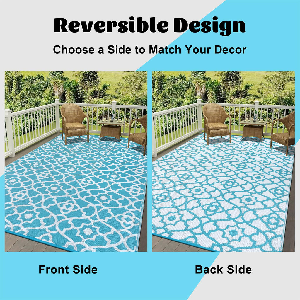 Enyhom Outdoor Rug | 180x270cm Reversible Waterproof Plastic Straw Mat