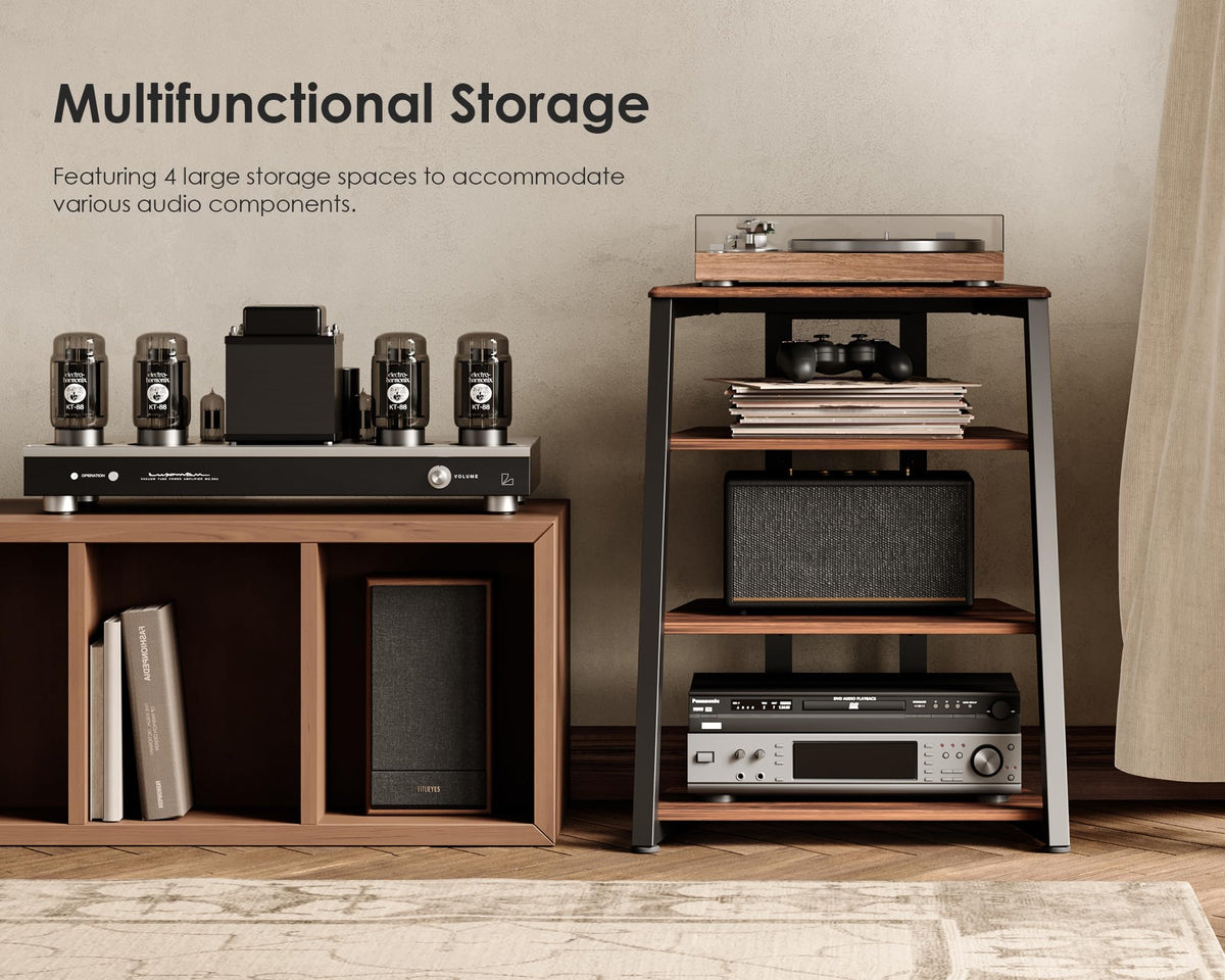 FITUEYES HIFI Stand Record Player Stand, Load Capacity 50KG, Walnut