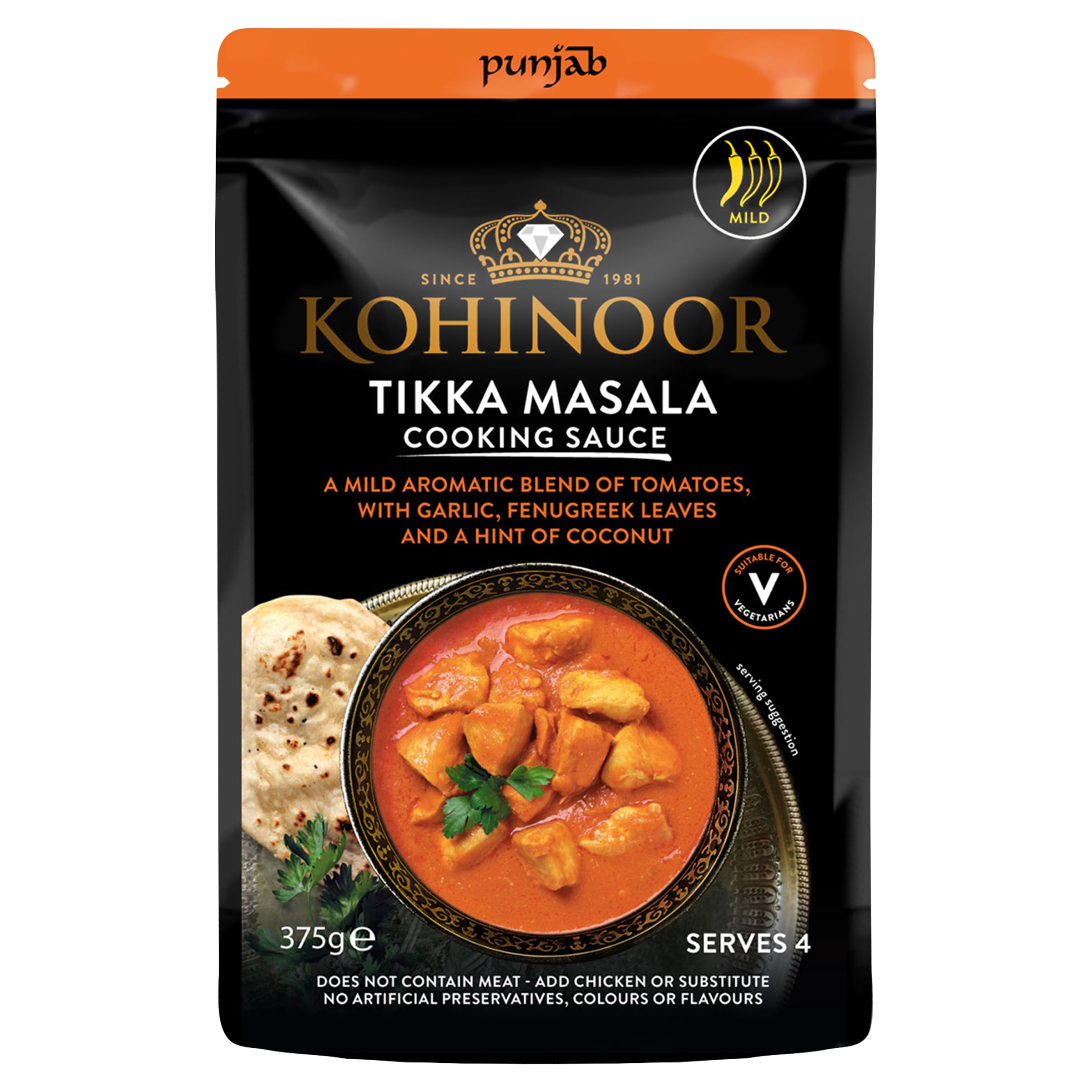 Kohinoor Tikka Sauce - Mild Indian Curry Cooking Base (Pack of 6)