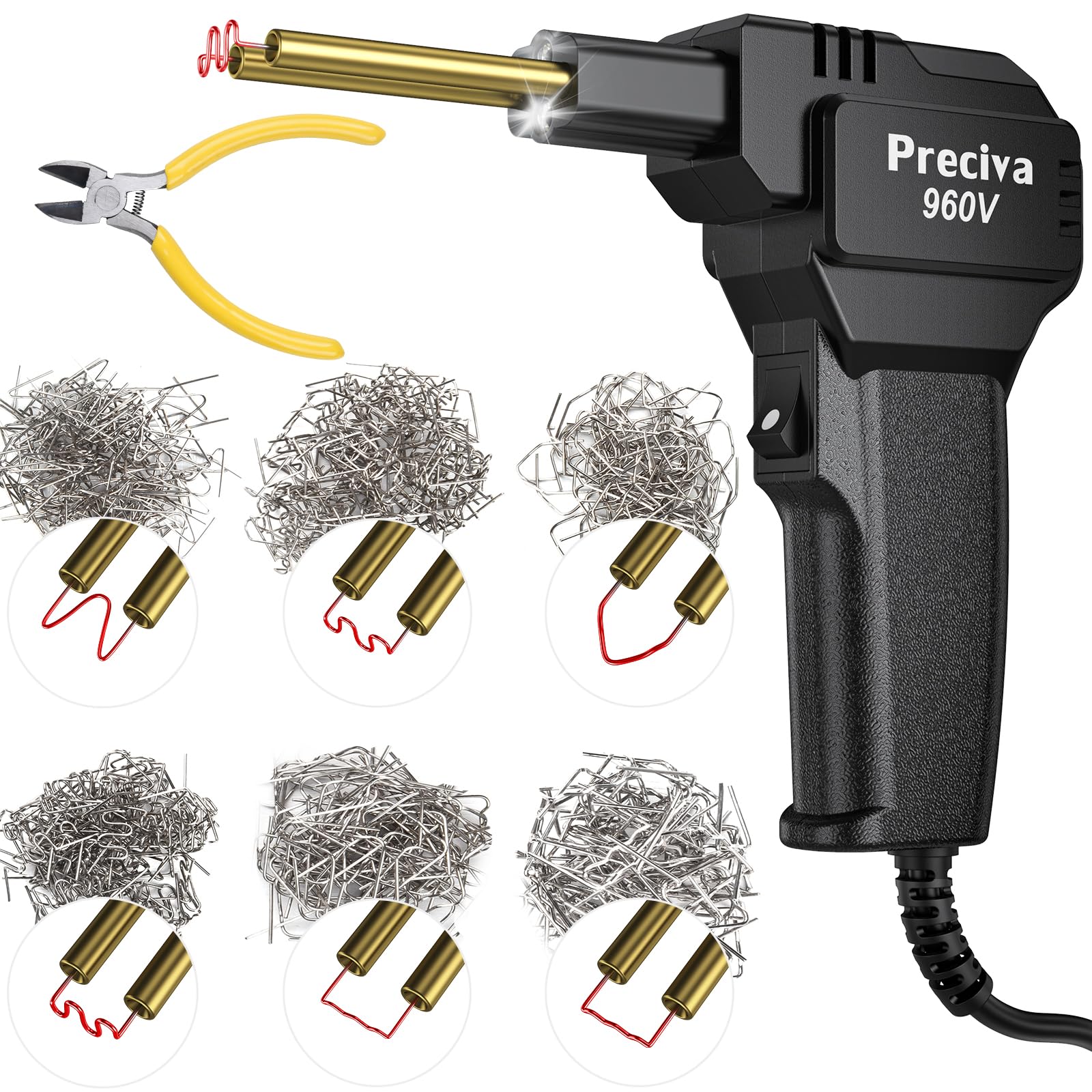 Preciva 50W Plastic Welding Kit – Hot Stapler Repair with 600 Staples