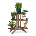 Wooden Flower Ladder Rack - 3-Tier Indoor Plant Stand, Dark Brown
