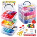 Inscraft 403 Pack Embroidery Kit - 250 Colors Floss & 4-Tier Storage Box