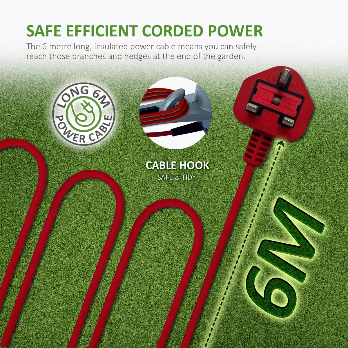 NETTA 600W Corded Hedge Trimmer – 55cm Diamond Blade Lightweight Cutter