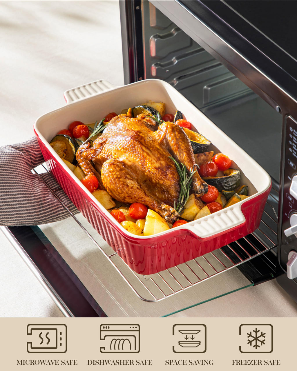 MALACASA 4.4 QT Ceramic Casserole Dish – 9x13 Rectangular Lasagna Pan