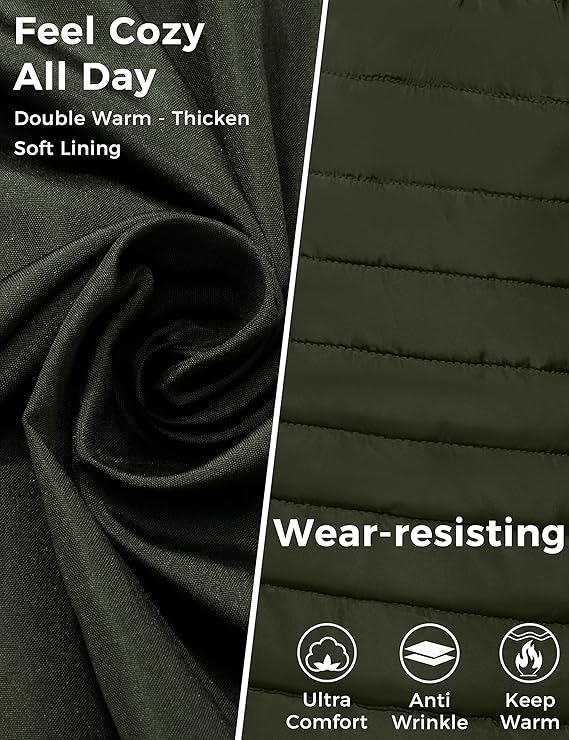 Wantdo Women's Long Winter Puffer Coat - Waterproof Army Green Jacket