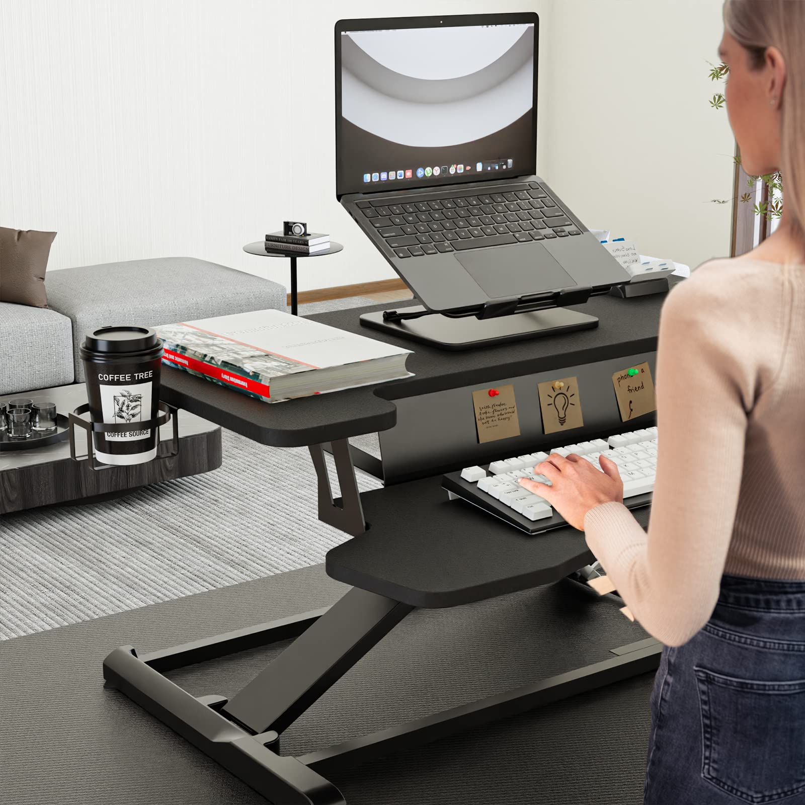 PUTORSEN 32" Standing Desk Converter | Dual Tier Sit-Stand Riser