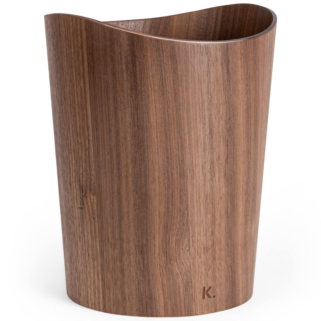 Kazai Börje Real Wood Waste Paper Bin | 9L Walnut Office Trash Can