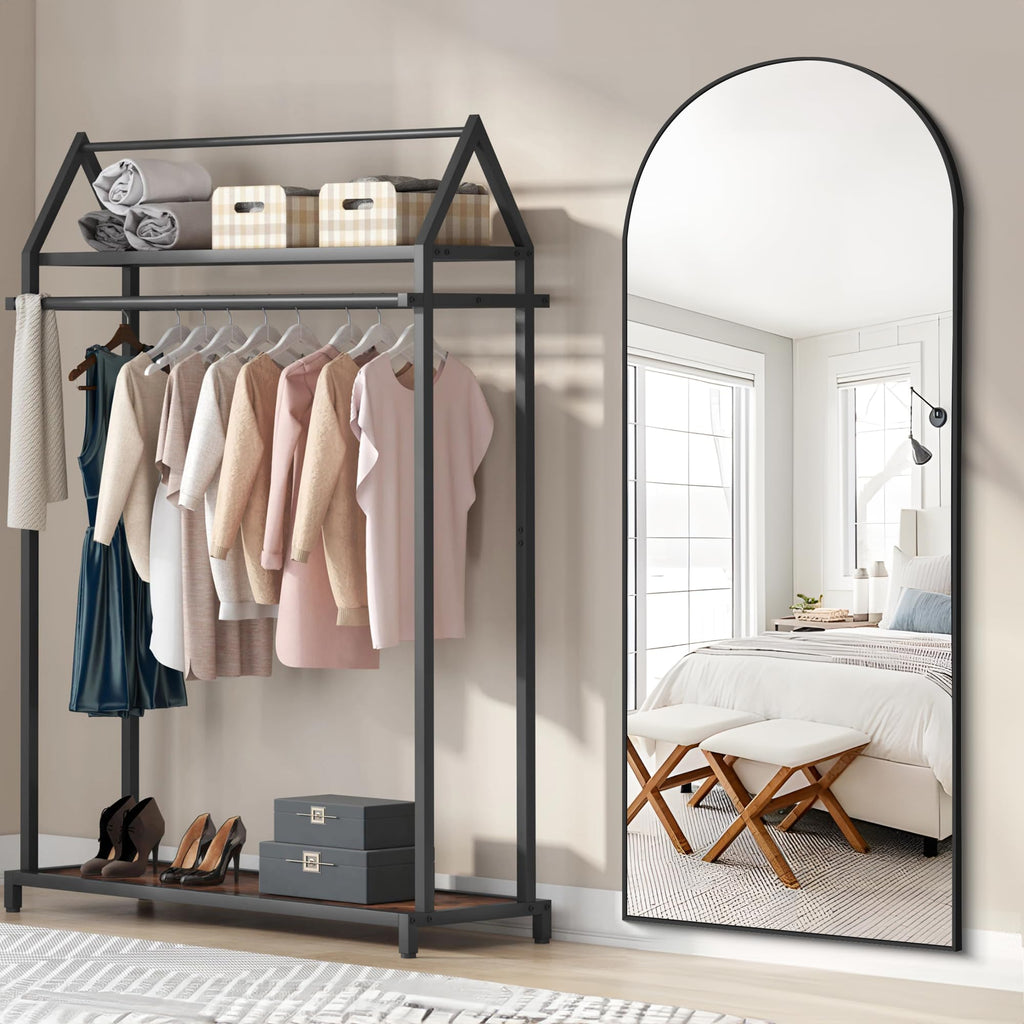 COFENY Full Length Arch Mirror | 165x60cm Black Aluminum Floor Mirror