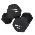 Athlyt Neoprene Dumbbell Weights – 2 x 6kg Hexagonal Black Hand Weights