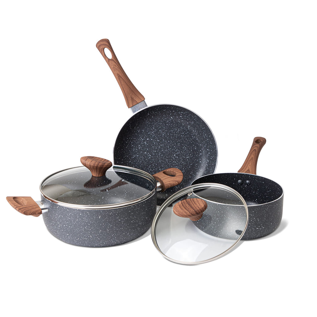 Nuovva 5pc Non-Stick Marble Cookware Set – Induction Stainless Steel