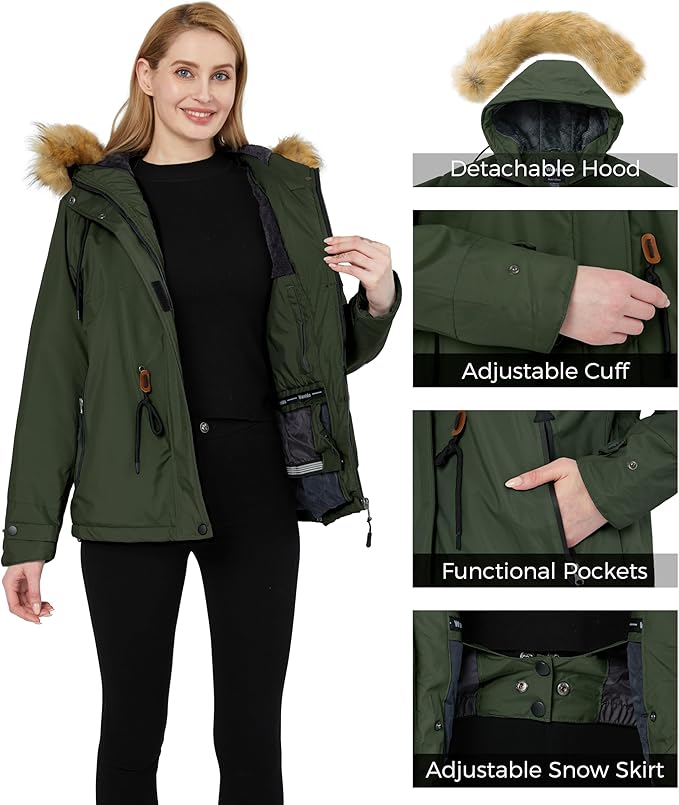 Wantdo Women's Waterproof Ski Jacket | Windproof Snowboard Coat - XL