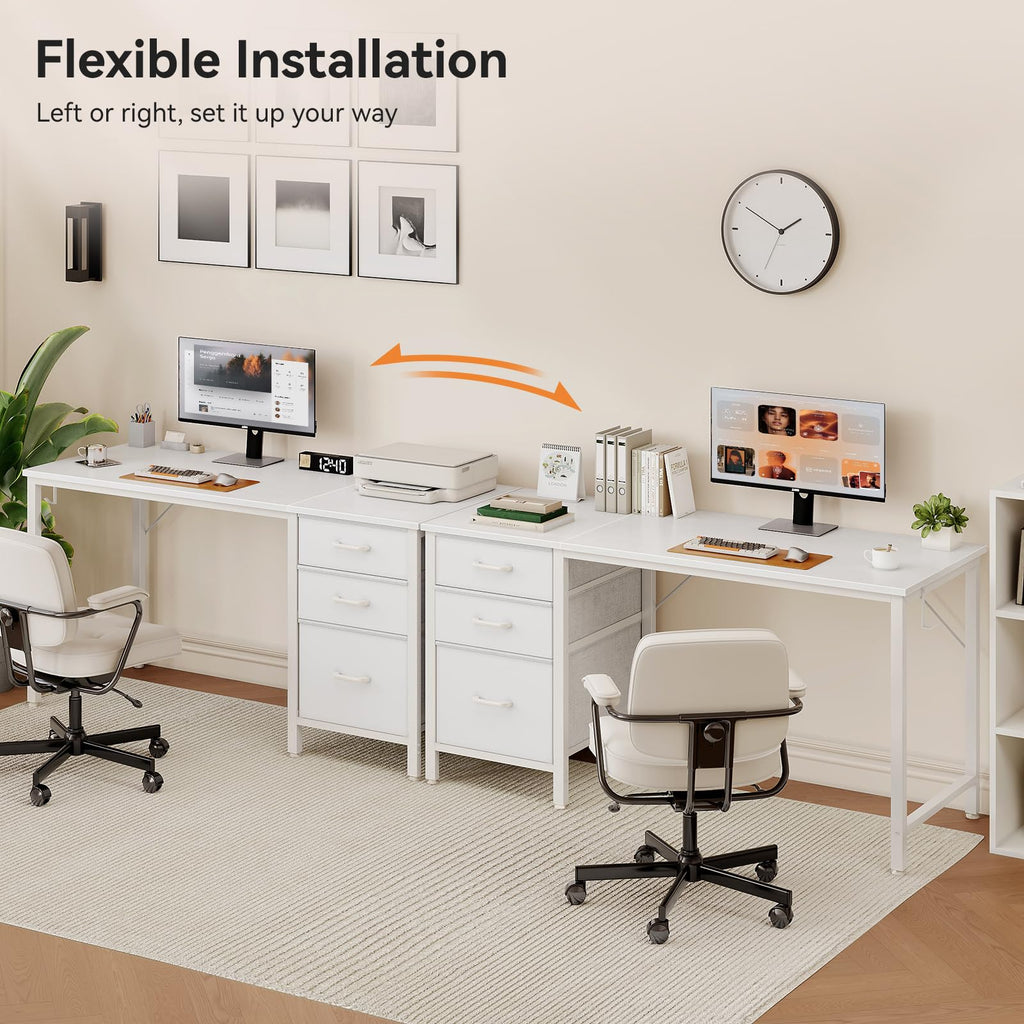 Coleshome Computer Desk with Drawers, 120cm Office Desk with Storage, White - image 5