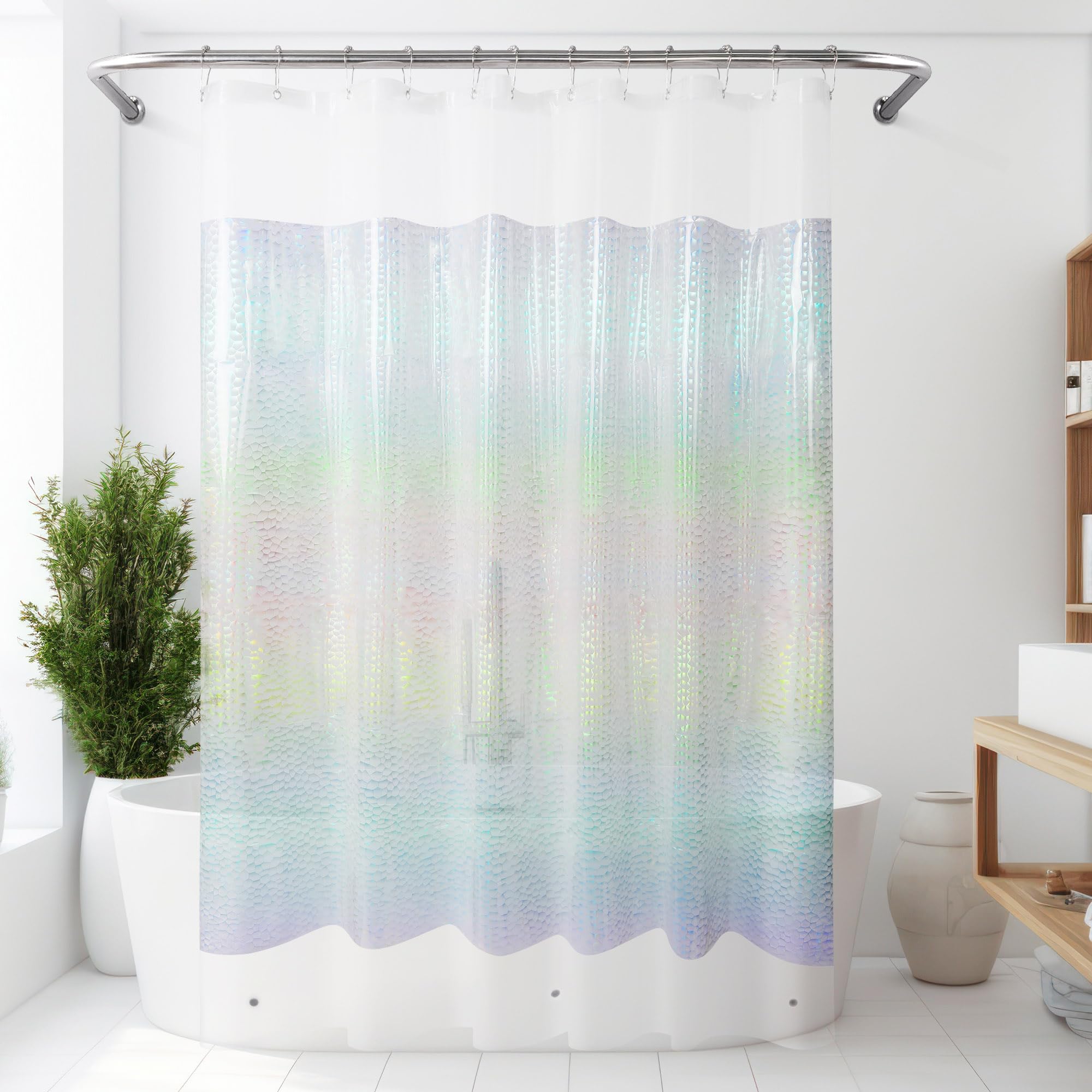 Mrs Awesome Holographic Shower Curtain – Iridescent PEVA Waterproof Liner