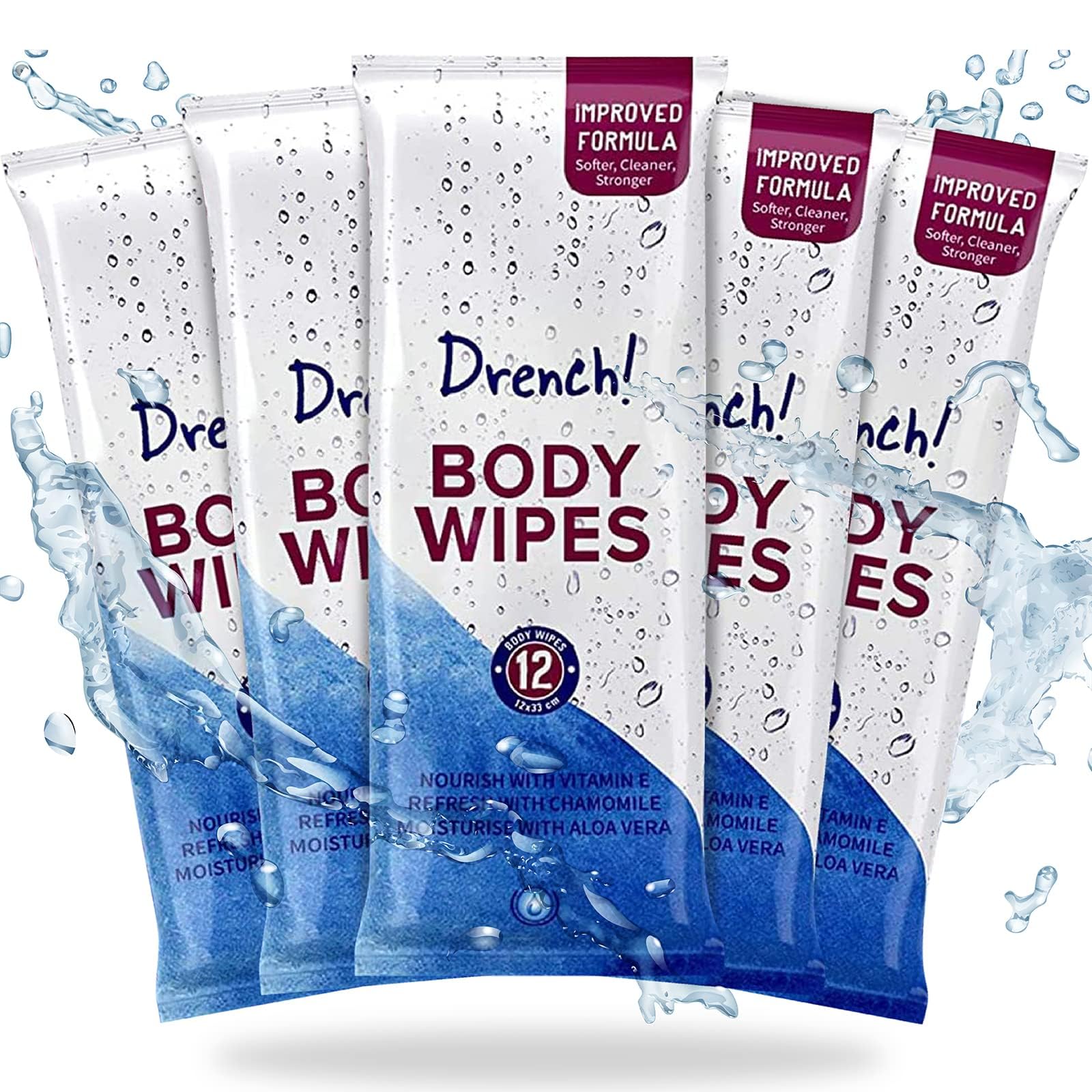 Drench! Luxury Body Wipes for Adults – 60 Pack Rinse-Free Bathing Wipes