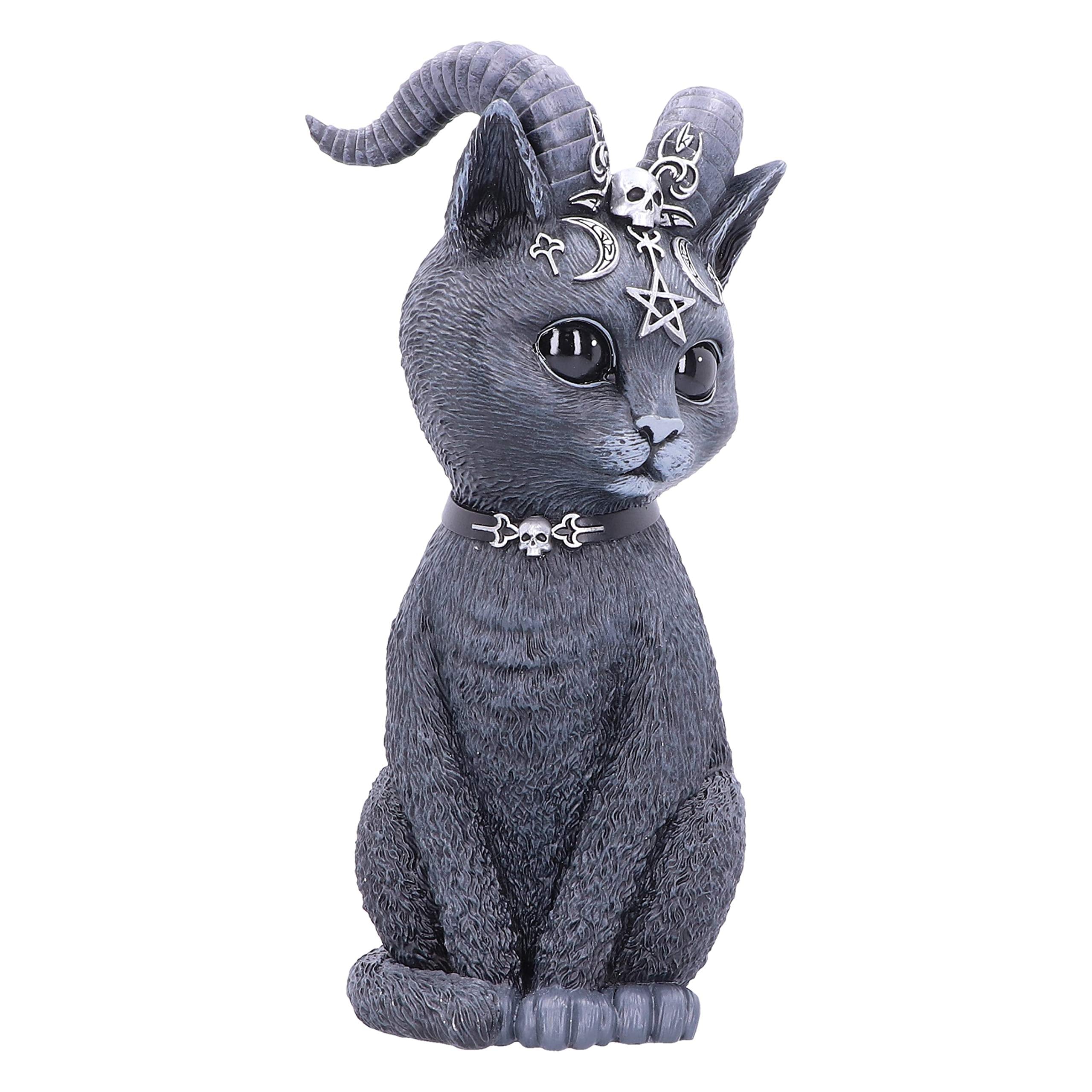 Nemesis Now Pawzuph Horned Occult Cat Figurine – Black Resin, 26.5cm