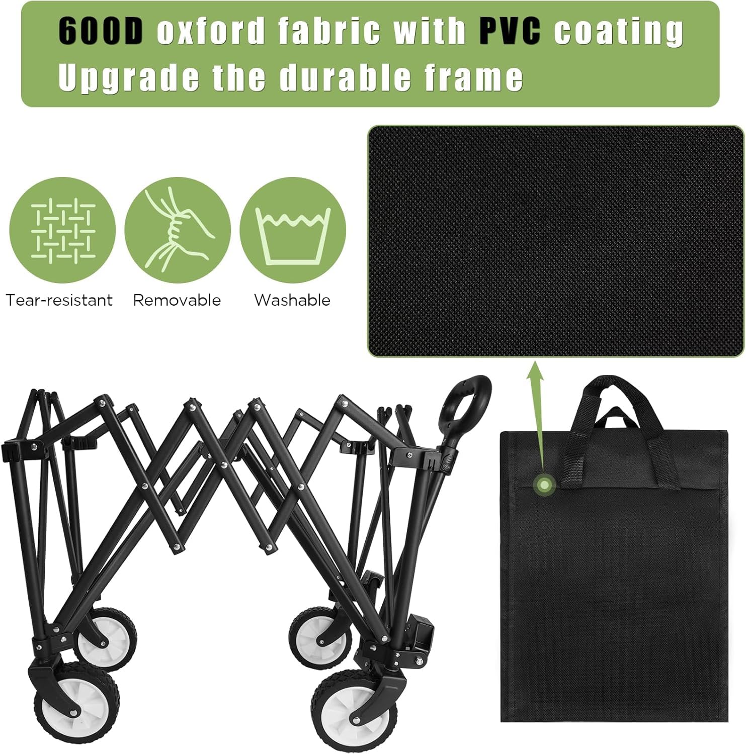 HOFTME Foldable Garden Trolley – Heavy Duty 220lbs All-Terrain Cart