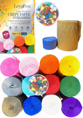 Leygreen Extra Large Crepe Paper Streamers | 12 Colours | 8cm x 25m Rolls