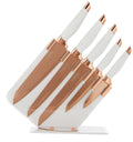 Tower 5 Piece Damascus Effect Knife Set | Rose Gold & White Stainless