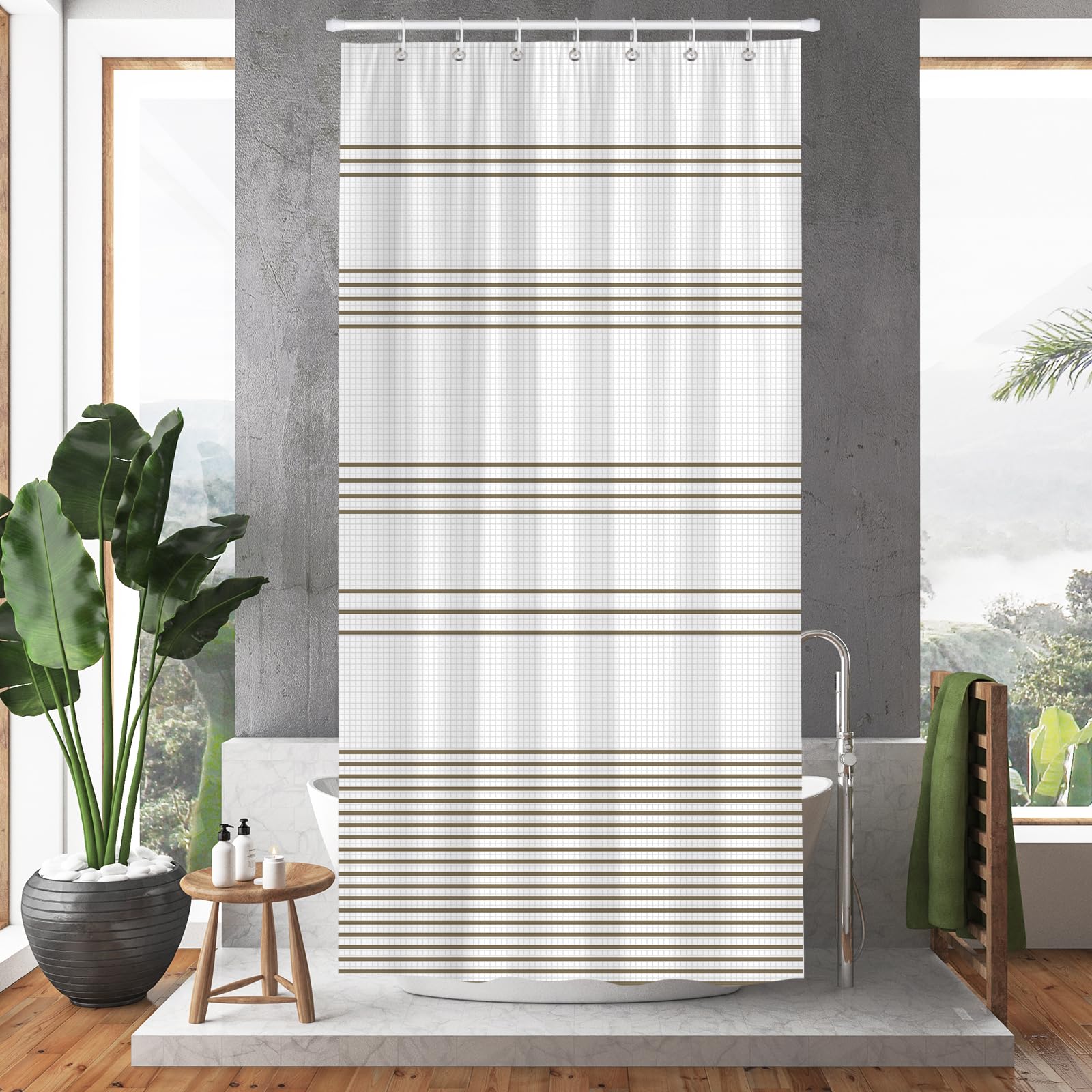 Hopomoon Striped Shower Curtain | Waterproof Polyester – 180 x 90 cm