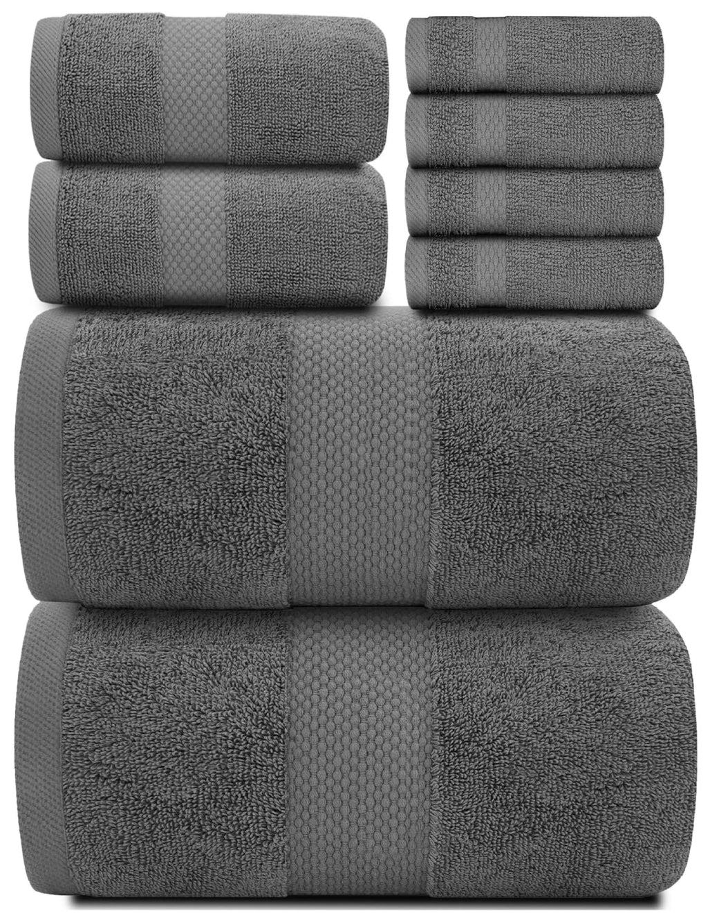 8-Piece Egyptian Cotton Towel Set – Charcoal Grey, 700 GSM