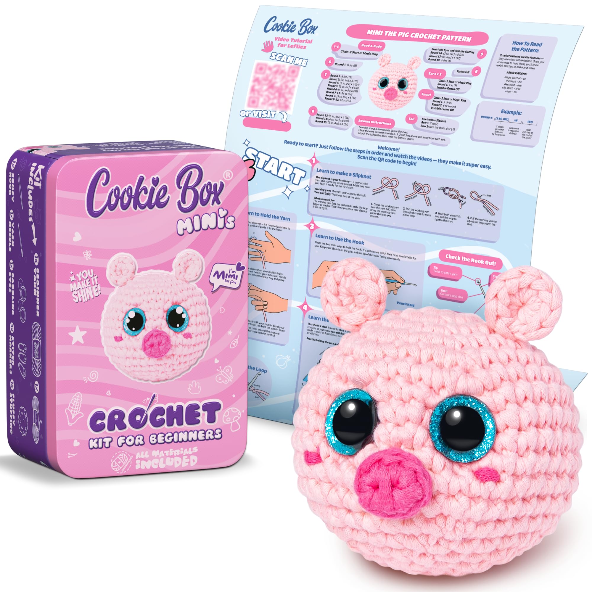Pig Mimi Amigurumi Crochet Kit for Beginners - DIY Plushie Set