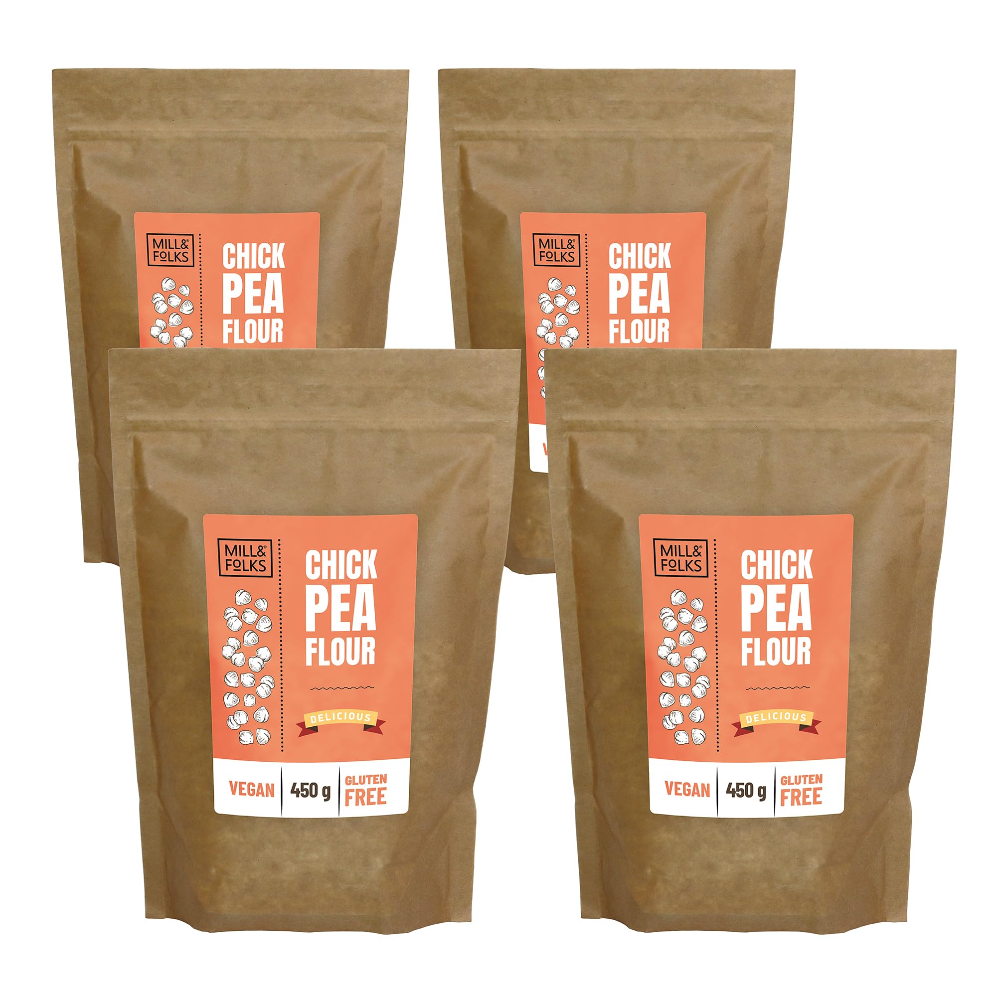 Mill & Folks Chickpea Flour - 4x450g Bulk Pack | Vegan & Gluten-Free