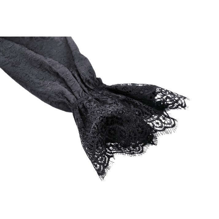 Dark in Love Felicity Gothic Lace Zip Up Tailcoat Shirt – Black