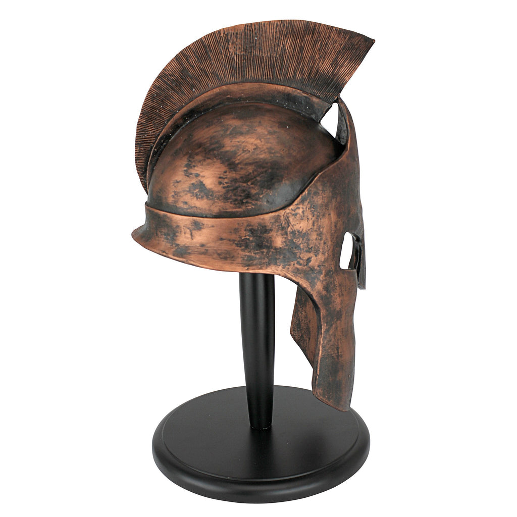 Design Toscano Spartan Warrior Helmet Statue - 16 Inch Silver Replica