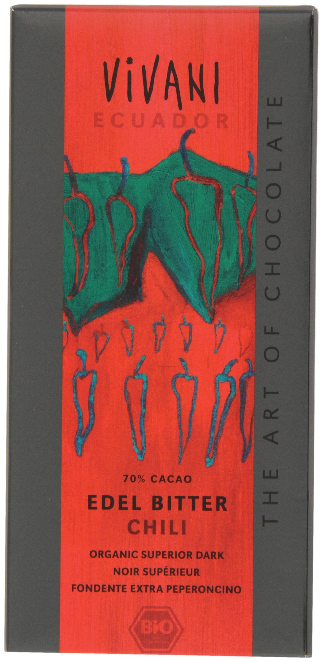 Vivani Organic Dark Chili Chocolate - 70% Cocoa - 100g (Pack of 5)