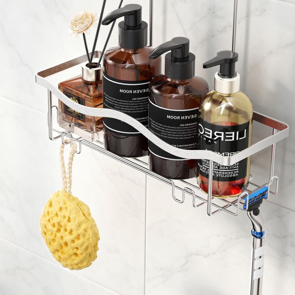 ALOCEO Shower Caddy Hanging No Drilling, Silver Shower Shelf, Shower Storage 304 Stainless Steel Suitable for Use in the Bathroom - image 5