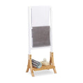 Relaxdays Bamboo Towel Holder – Freestanding 3-Rail Rack with Shelf