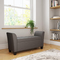 GFW Verona Window Seat Ottoman Storage Bench in Charcoal Grey, Upholstered Buttoned Seat with Hidden Storage & Wooden Feet - image 1